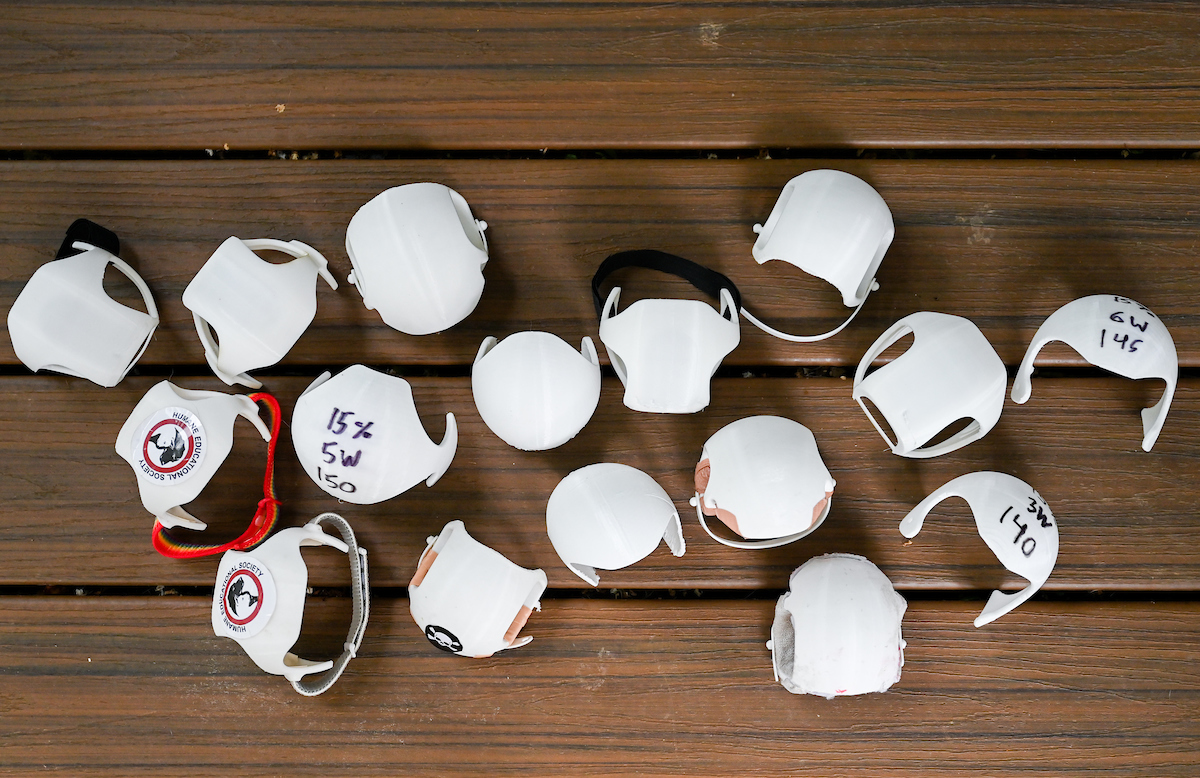 Over the past year, Connor Mackey has 3D-printed numerous iterations of the protective helmet.