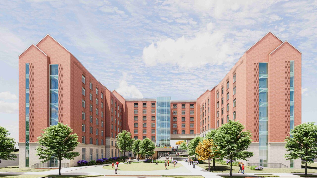 Conceptual rendering of the Oak Street Residence Hall by Tinker Ma.