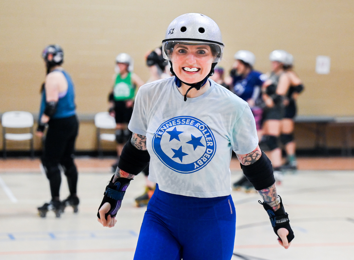 Ellen Centers, a UTC police officer since early 2024, is a member of the Chattanooga Roller Derby team. Photo by Angela Foster.