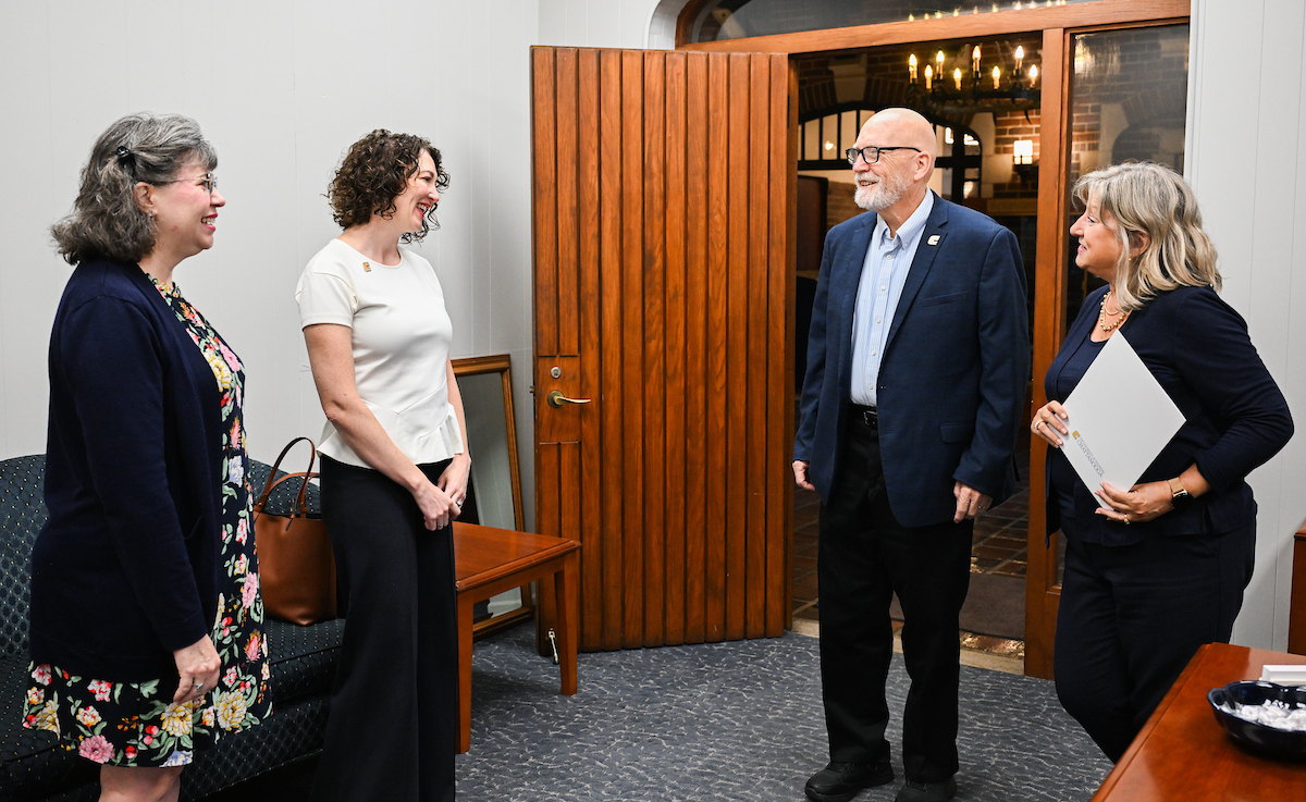 From left: Dr. Amber Roaché, Farron Kilburn, Provost Jerold Hale and Chancellor Lori Bruce