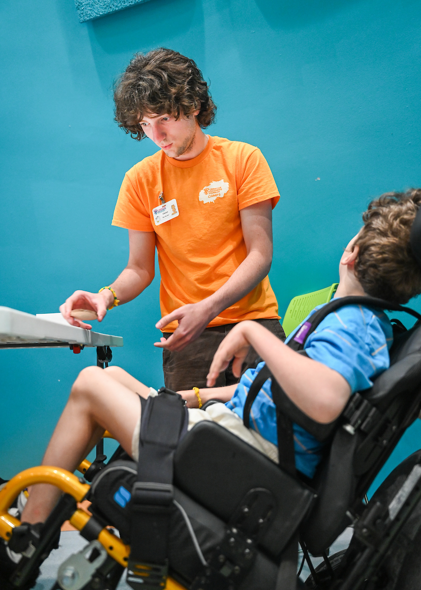 Psychology students work with Friends Discovery Camp campers Thursday, June 12, 2025 at the Creative Discovery Museum.