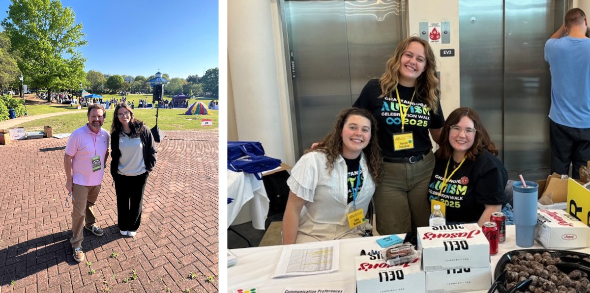 UTC Innovations in Honors students Abbey Marak (left photo) and Hattie Martinek (white shirt in right photo) both participated in programs with the Chattanooga Autism Center this summer.