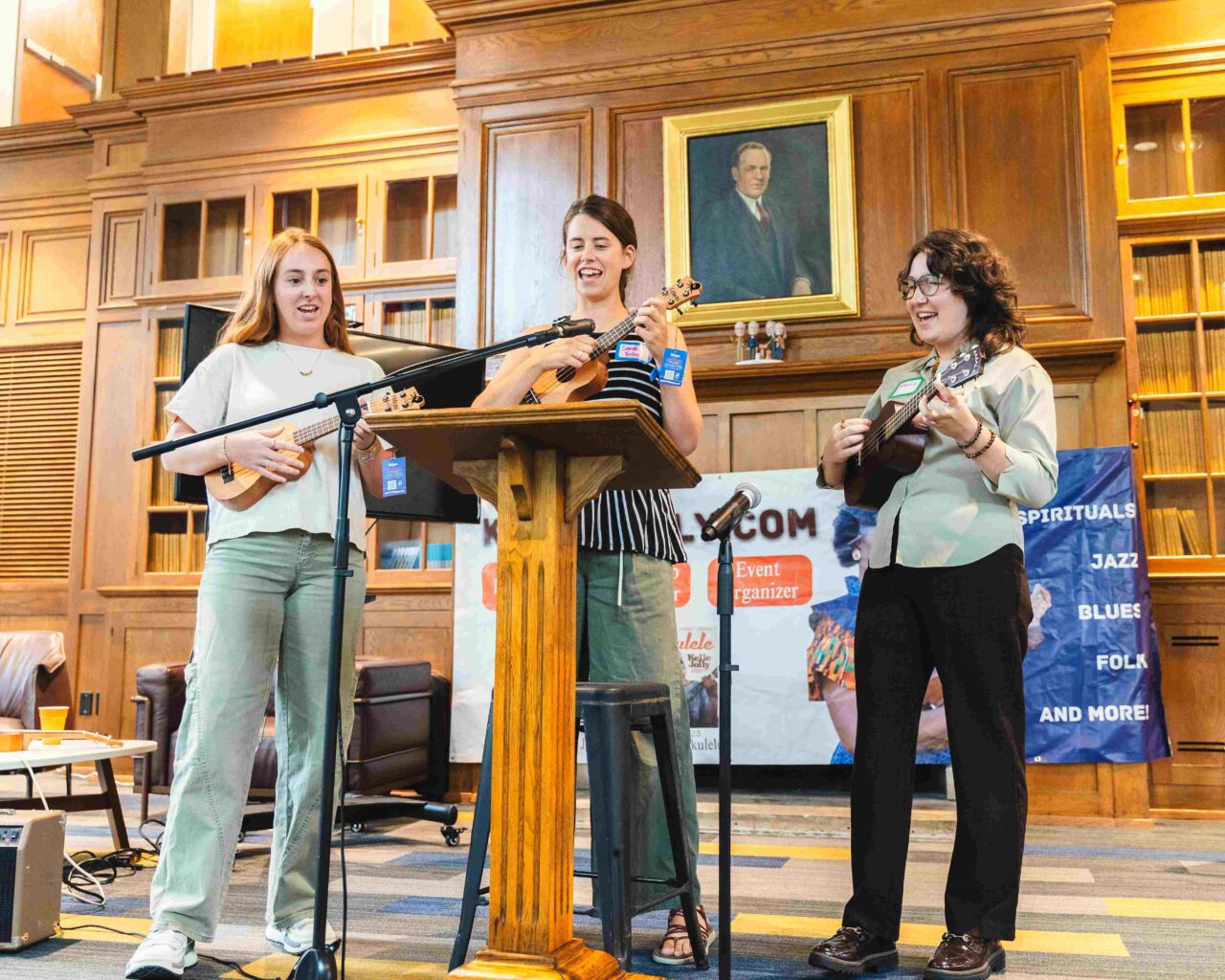 Educators at the Arts Integration Summer Camp perform their song on ukuleles after writing it in one day. Photo courtesy of UTC Arts-Based Collaborative.