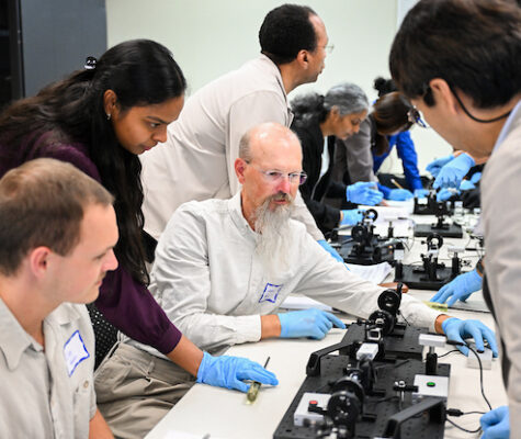 Visiting researchers in a College of Engineering and Computer Science classroom for a quantum workshop