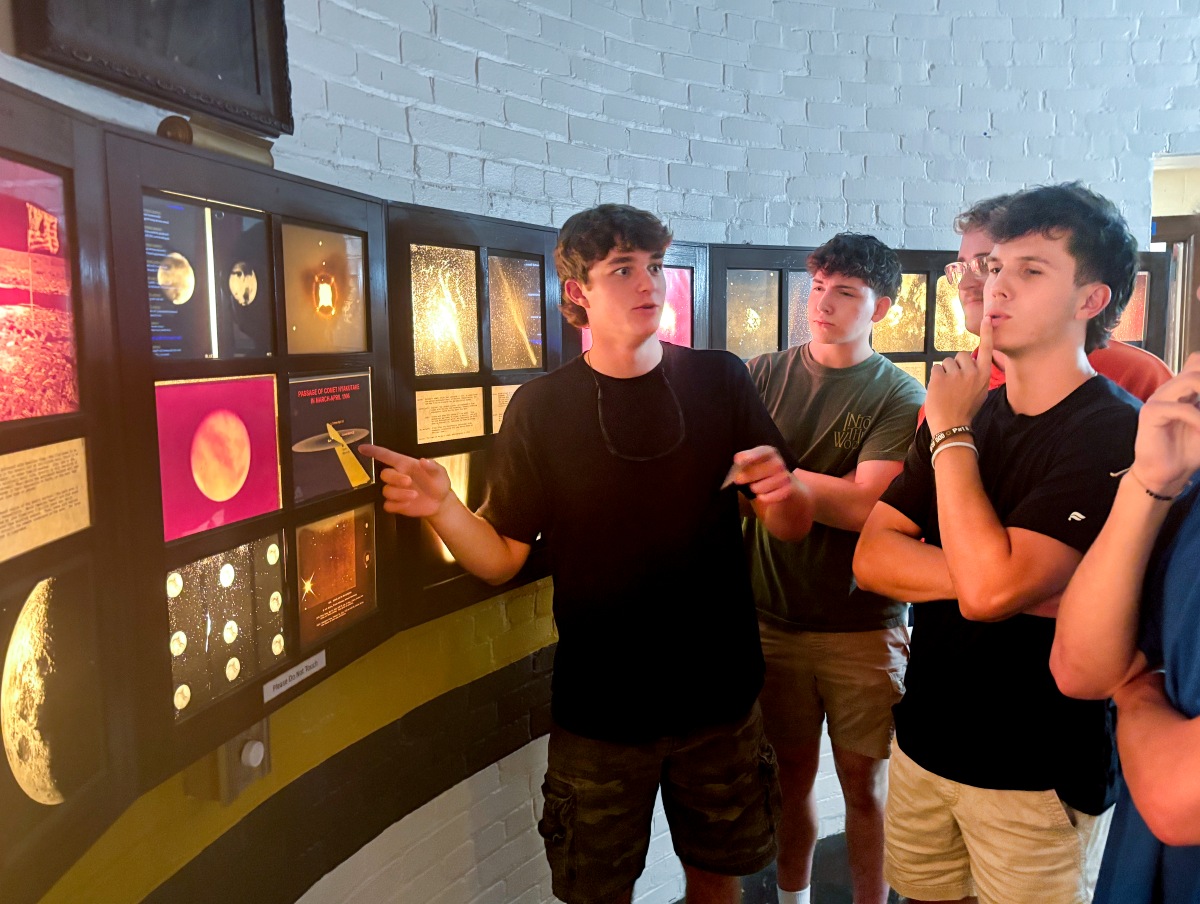 A group of UTC students touring the Clarence T. Jones Observatory, including multiple photos of outer space.