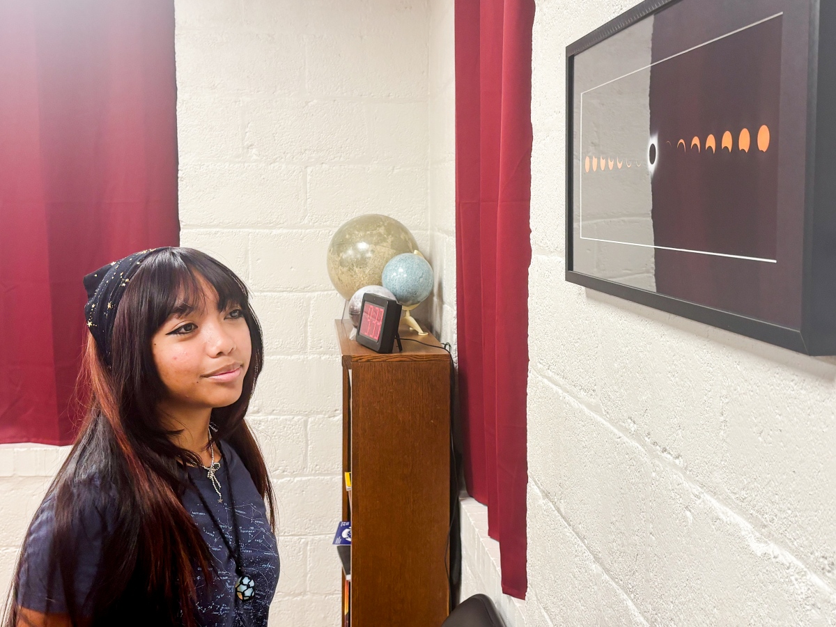 Freshman physics major Pearl Allmon tours the Clarence T. Jones Observatory during her first week at UTC. 